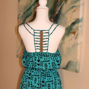 Aztec Print Romper W/Beaded Detail